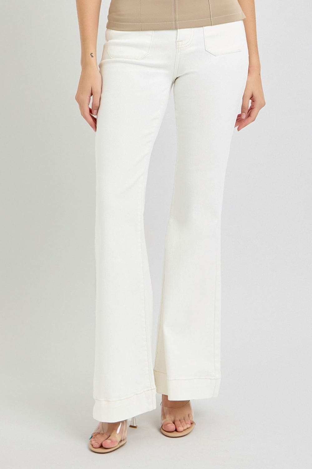 RISEN Full Size High Rise Front Patch Pocket Flare Jeans - Trendsi - Flyclothing LLC