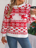 Christmas Element Round Neck Long Sleeve Sweater - Trendsi - Flyclothing LLC