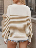 Striped Round Neck Long Sleeve Sweater - Trendsi - Flyclothing LLC