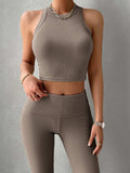 Ribbed Round Neck Tank and Pants Set - Trendsi - Flyclothing LLC