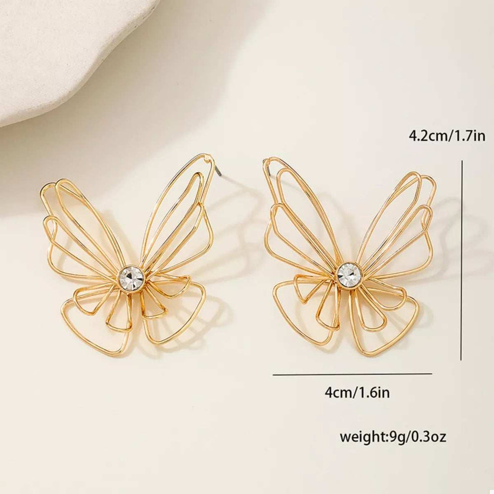 18K Gold-Plated Butterfly Earrings - Trendsi - Flyclothing LLC