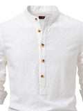 Men's Half Button Geometric Texture Collared Neck Shirt - Trendsi - Flyclothing LLC