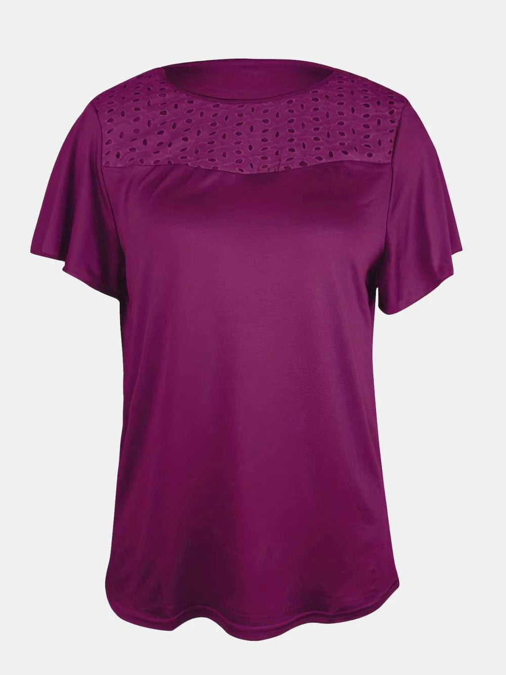 Full Size Ruffled Round Neck Short Sleeve Blouse - Trendsi - Flyclothing LLC