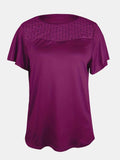 Full Size Ruffled Round Neck Short Sleeve Blouse - Trendsi - Flyclothing LLC