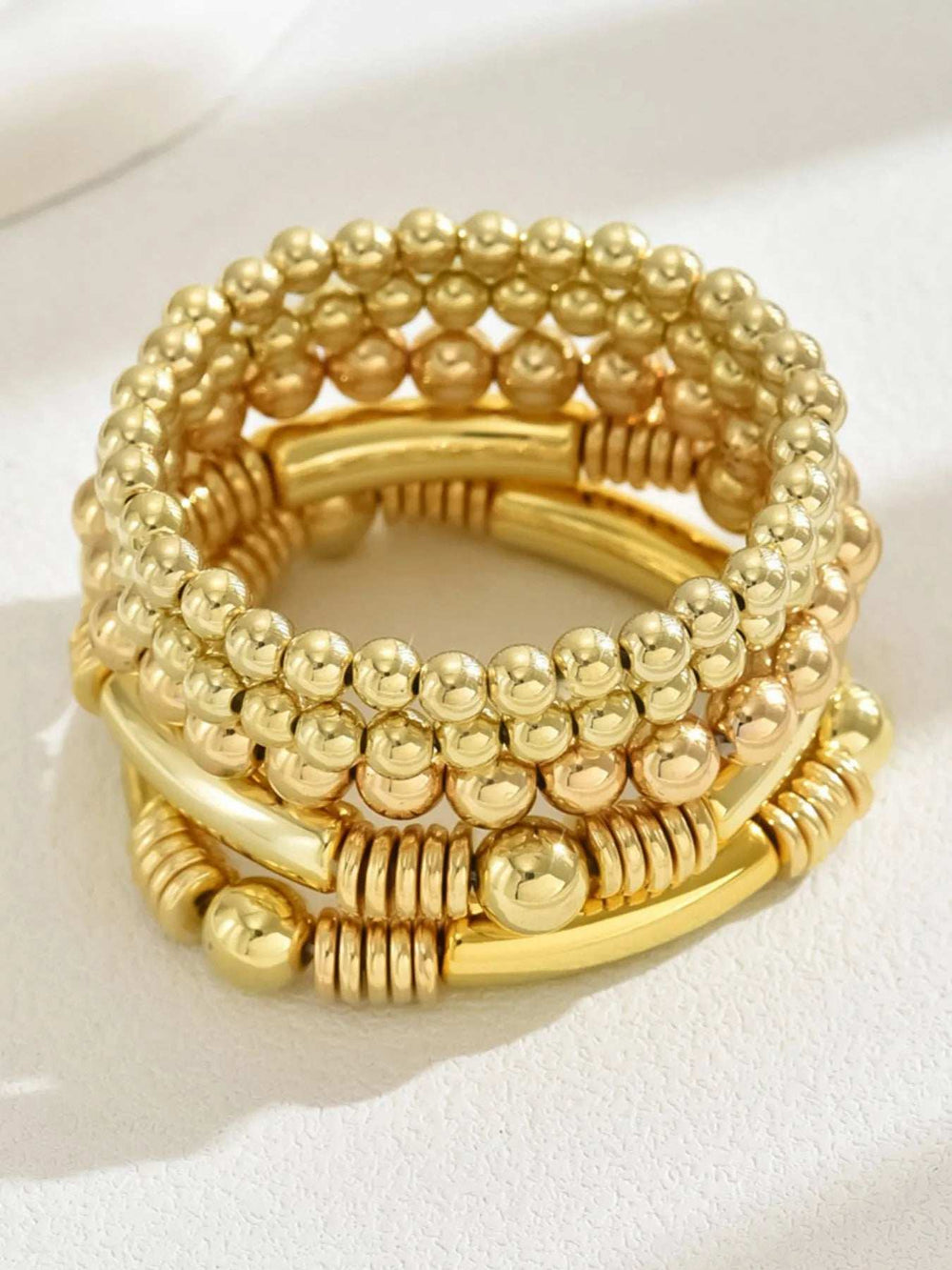 5 Piece Stainless Steel Beaded Bracelet - Trendsi - Flyclothing LLC