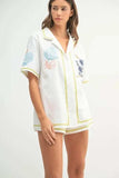 MABLE Embroidered Button Down Shirt and Shorts Set - Trendsi - Flyclothing LLC