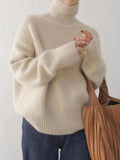 Turtleneck Dropped Shoulder Long Sleeve Sweater - Trendsi - Flyclothing LLC