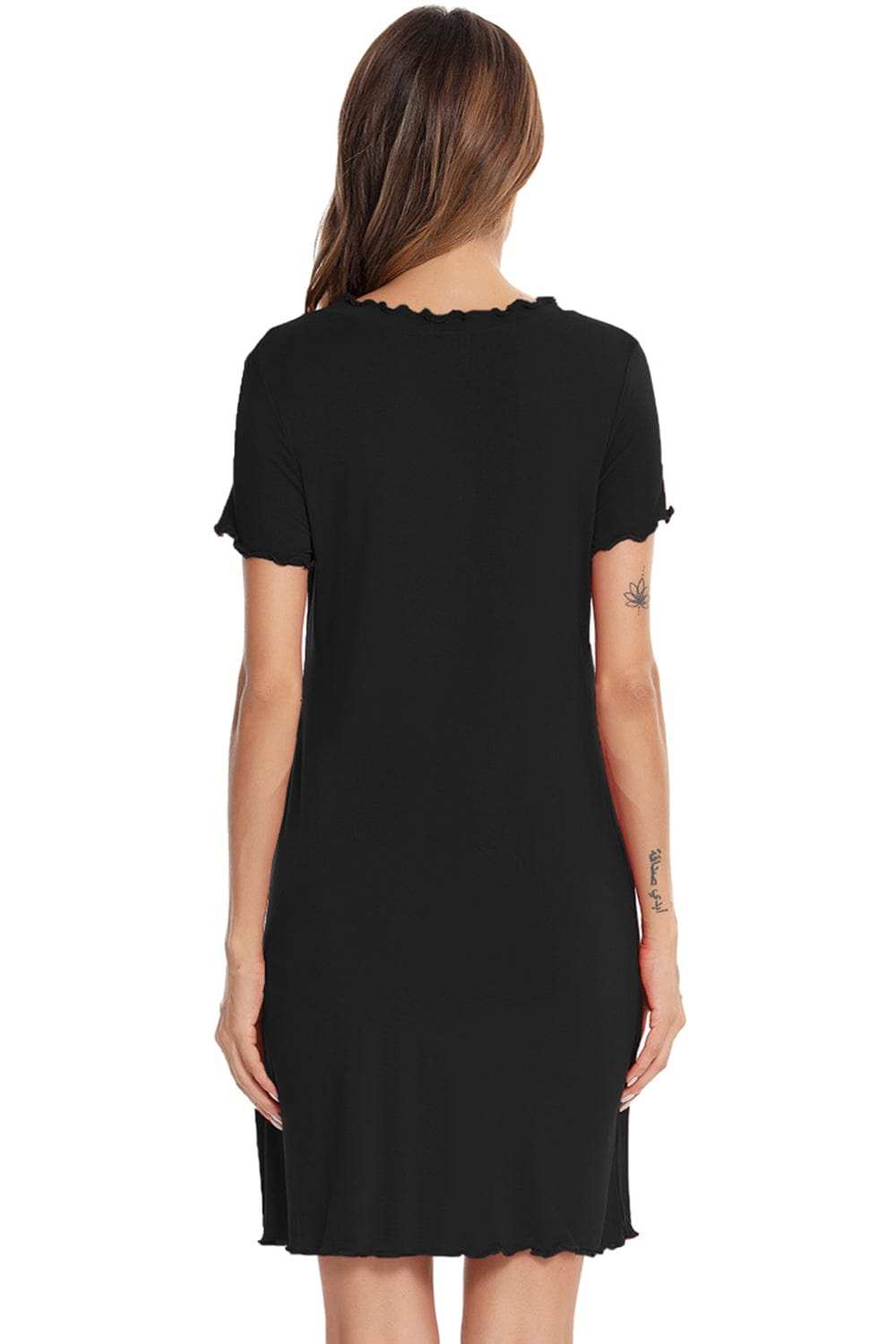 Round Neck Short Sleeve Lounge Dress - Trendsi - Flyclothing LLC