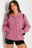 Pocketed Half Zip Long Sleeve Hoodie - Trendsi - Flyclothing LLC