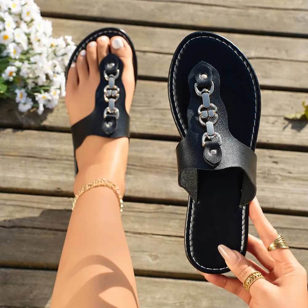 Toe Post Flats Sandals - Trendsi - Flyclothing LLC