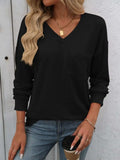 V-Neck Long Sleeve T-Shirt - Trendsi - Flyclothing LLC