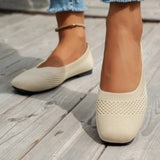 Square Toe Solid Color Mesh Slip-Ons - Trendsi - Flyclothing LLC