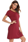 Round Neck Short Sleeve Lounge Dress - Trendsi - Flyclothing LLC