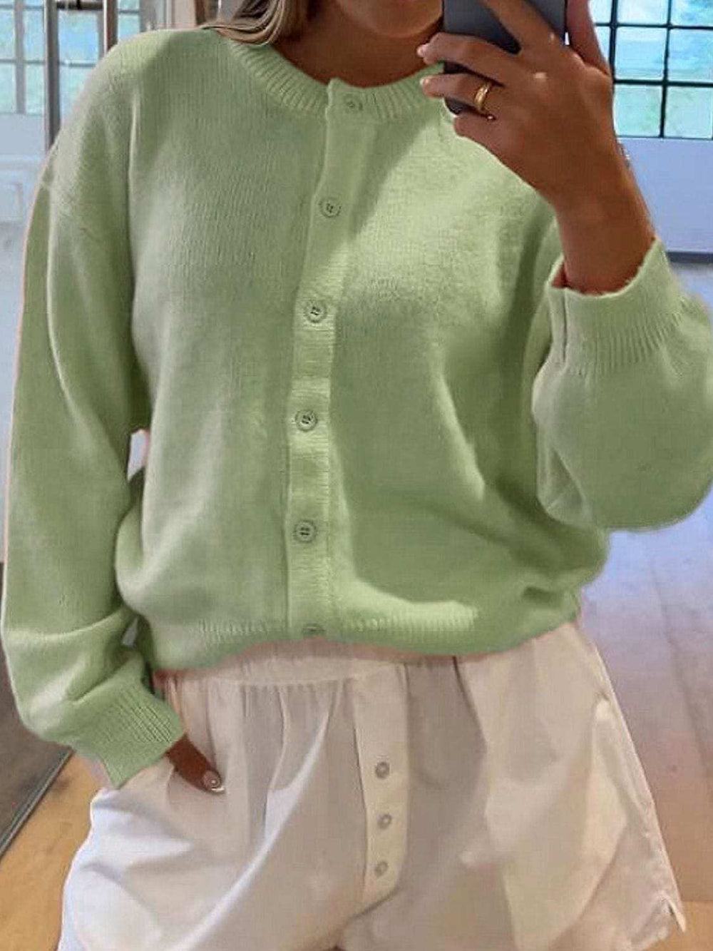 Button Down Long Sleeve Cardigan - Trendsi - Flyclothing LLC