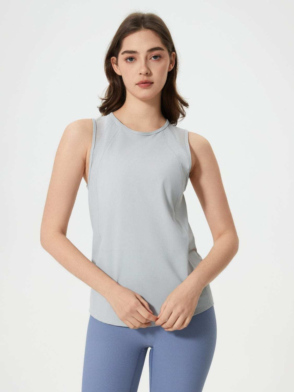 Millennia Cutout Back Round Neck Active Tank - Trendsi - Flyclothing LLC