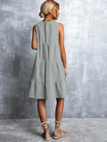 Tiered Round Neck Sleeveless Mini Tank Dress - Trendsi - Flyclothing LLC
