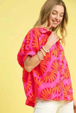 Umgee Printed Button-Up Relaxed Shirt - Trendsi - Flyclothing LLC
