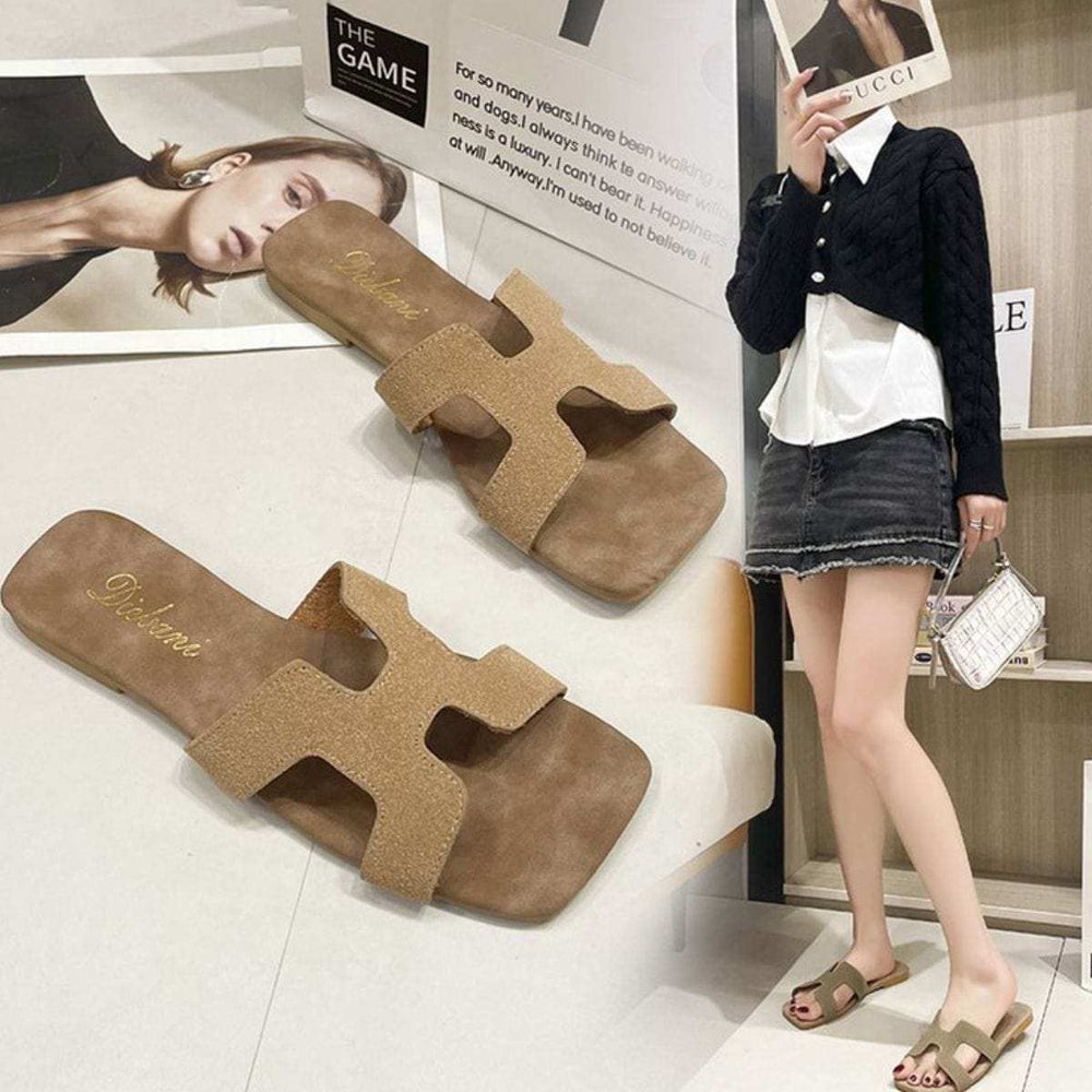 Open Toe Flats Sandals - Trendsi - Flyclothing LLC