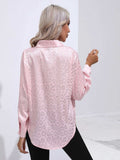 Leopard Collared Neck Long Sleeve Shirt - Trendsi - Flyclothing LLC