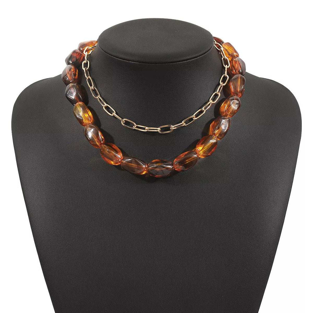 2 Piece Colorful Beaded Chain Necklace - Trendsi - Flyclothing LLC