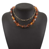 2 Piece Colorful Beaded Chain Necklace - Trendsi - Flyclothing LLC