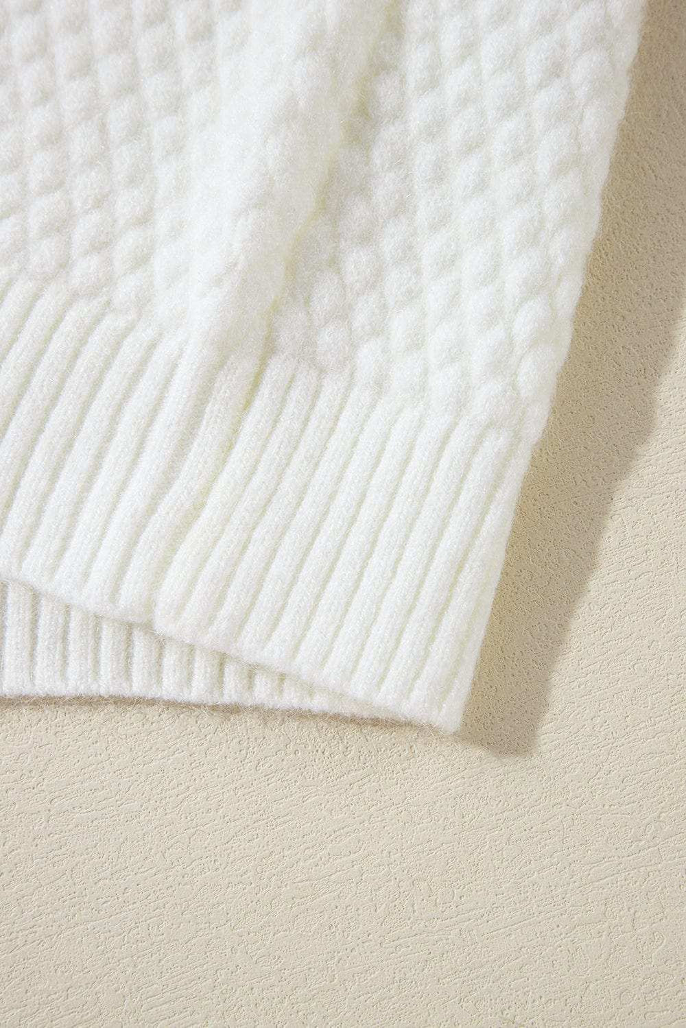 Crochet Flower Round Neck Long Sleeve Sweater - Trendsi - Flyclothing LLC