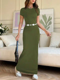 Short Sleeve Maxi Tee Dress - Trendsi - Flyclothing LLC