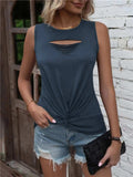 Cutout Twisted Round Neck Tank - Trendsi - Flyclothing LLC