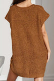 Notched Cap Sleeve Mini Sweater Dress - Trendsi - Flyclothing LLC