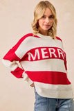 BiBi Christmas Merry Lettering Sweater - Trendsi - Flyclothing LLC
