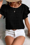 Round Neck Ruffled Layered Short Sleeve Blouse - Trendsi - Flyclothing LLC