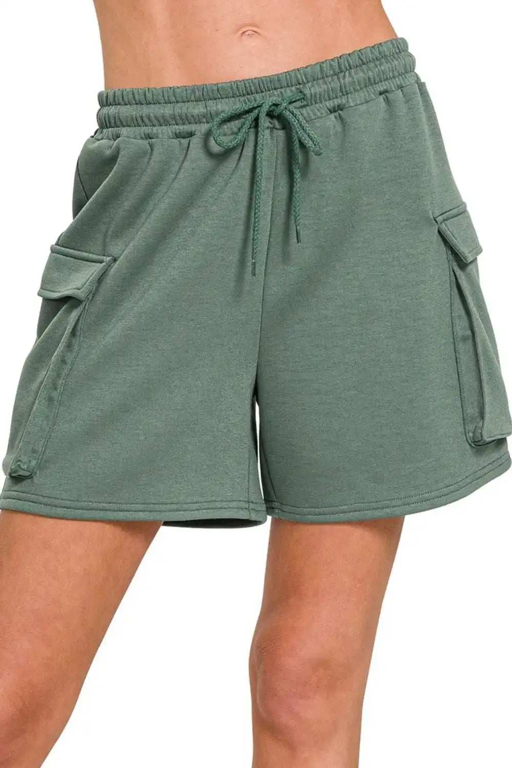 Zenana Scuba Thigh Pocket Shorts - Trendsi - Flyclothing LLC