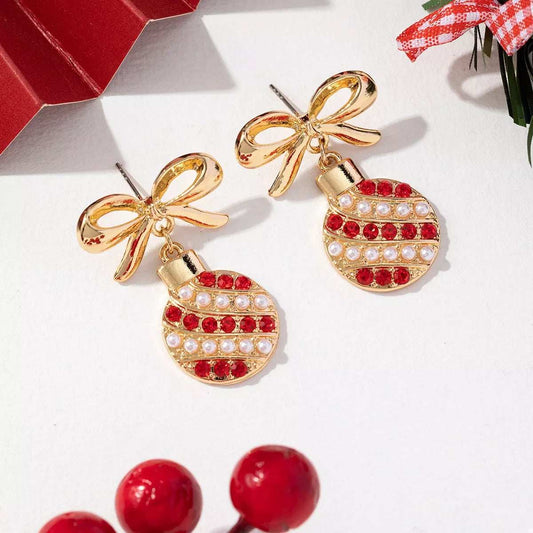 Christmas Bow Drop Earrings - Trendsi - Flyclothing LLC