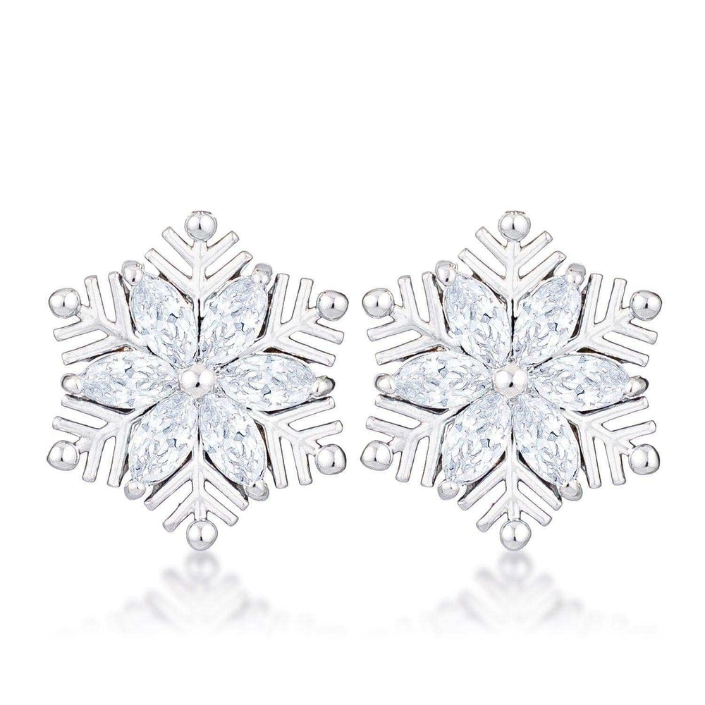 .6Ct Rhodium Plated Clear Marquise Snowflake Earrings - JGI - Flyclothing LLC