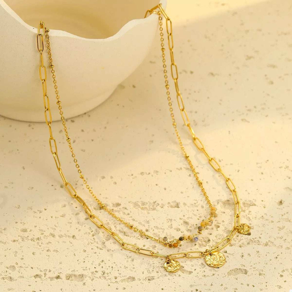 18K Gold-Plated Double-Layered Necklace - Trendsi - Flyclothing LLC