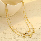 18K Gold-Plated Double-Layered Necklace - Trendsi - Flyclothing LLC
