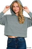 Zenana Drop Shoulder Ribbed Crop Hoodie - Trendsi - Flyclothing LLC