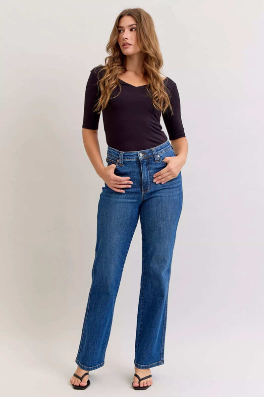 Judy Blue High Waist Tummy Control Straight Jeans - Trendsi - Flyclothing LLC