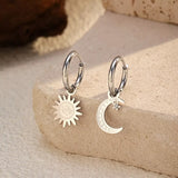 Sun and Moon Dangle Hoop Earrings - Trendsi - Flyclothing LLC