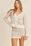 MABLE Plaid Button Down Sweater Cardigan and Mini Skirt Set - Trendsi - Flyclothing LLC