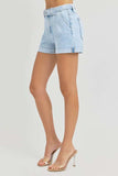 RISEN Full Size High Rise Belted Roll Up Shorts Plus Size - Trendsi - Flyclothing LLC