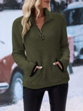 Half Zip Long Sleeve Furry Sweatshirt - Trendsi - Flyclothing LLC