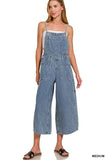 Zenana Denim Medium Washed Wide Leg Overalls - Trendsi - Flyclothing LLC