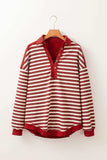 Stripe Johnny Collar Drop Shoulder Sweatshirt - Trendsi - Flyclothing LLC