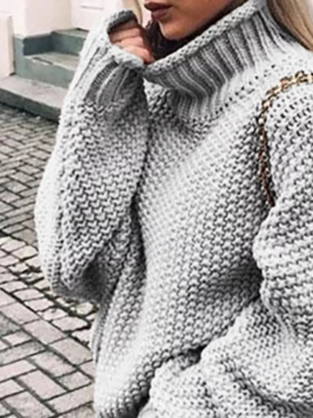 Full Size Chunky Knit Turtleneck Sweater Plus Size - Trendsi - Flyclothing LLC