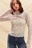 SO ME Floral Print Textured Long Sleeve Knit Top - Trendsi - Flyclothing LLC