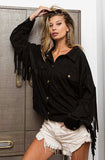 BiBi Suede Fringe Long Sleeve Jacket - Trendsi - Flyclothing LLC