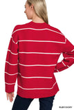Zenana Round Neck Stripe Sweater - Trendsi - Flyclothing LLC