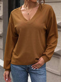 Perfee V-Neck Long Sleeve Top - Trendsi - Flyclothing LLC