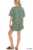 Zenana Scuba Short Sleeve Top & Shorts Set - Trendsi - Flyclothing LLC